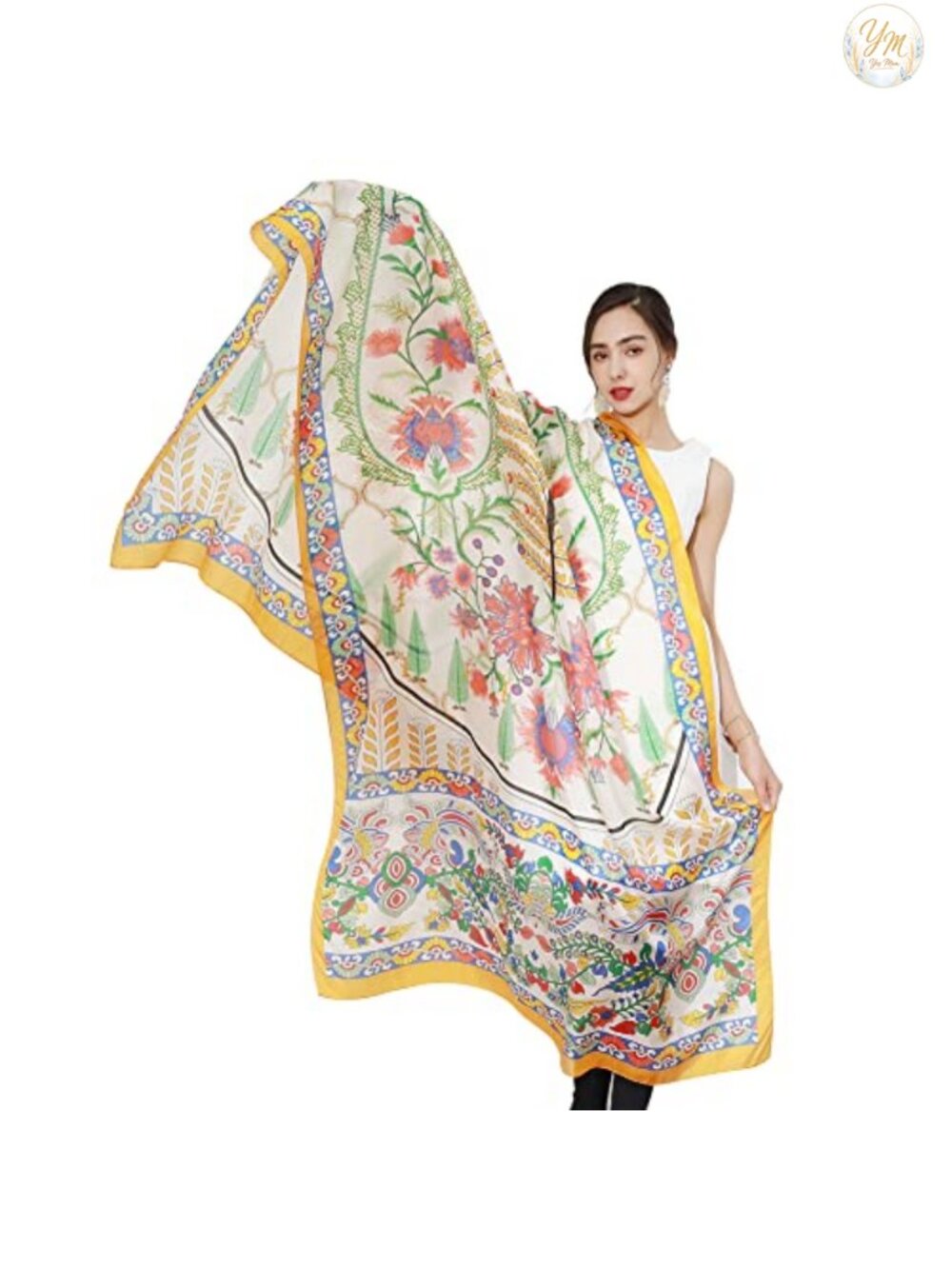 100% Mulberry Silk Pashmina Shawl Wrap, Lightweight, Oversized 90"x43"